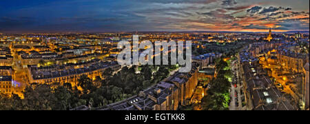 Panoramablick über Glasgow West End von Trinity Tower bei Sonnenuntergang Stockfoto