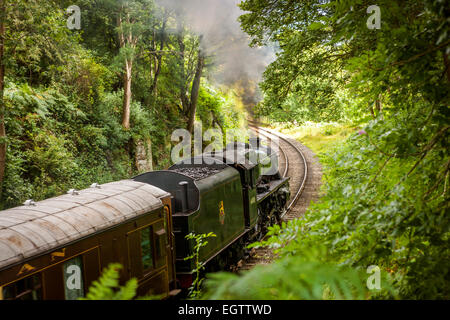 Ein Dampf Lok 44806 (Elster/Kenneth Aldcroft) auf der North Yorkshire Moors Railway Reisen durch Beck Loch. Stockfoto