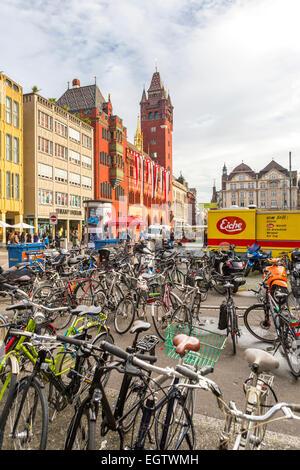 Rathaus, Rathaus, Marktplatz, Basel, Kanton Basel-Stadt, Schweiz, Europa. Stockfoto