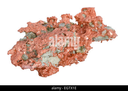 Natürlichen Kupfer von oben Over White Background Stockfoto