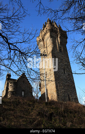 Eine Nahaufnahme des Turmes Memorial William Wallace Monument in Stirling, Schottland Stockfoto