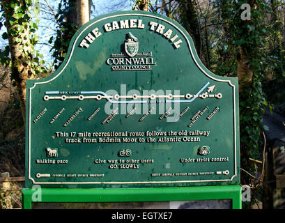 Das Camel Trail Karte Zeichen, Cornwall, UK Stockfoto