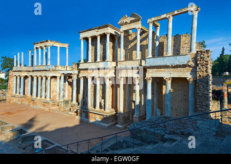 Römische Theater der römischen Kolonie Emerita Augusta, Mérida, Extremadura, Spanien Stockfoto