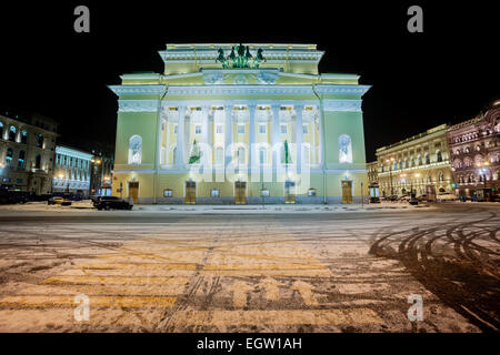 Sankt-Petersburg, Russland-5. Januar 2015 Alexandrinsky Theater oder das russische staatliche Puschkin Akademie Dramatheater am 5. Januar 2015 in Stockfoto