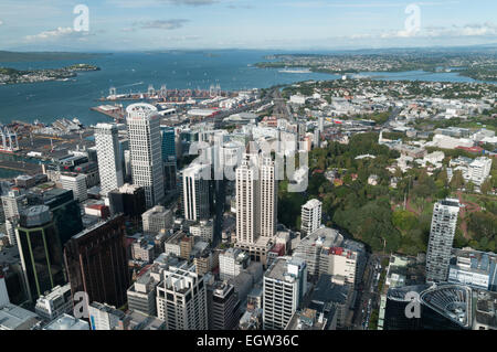 Der Blick vom Skytower, Auckland, Nordinsel, Neuseeland. Stockfoto
