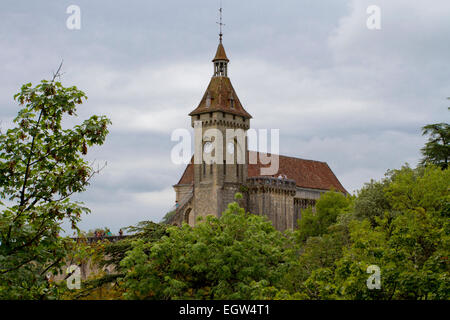 Der Clock Tower befestigt, das Château in Rocamadour, eine Gemeinde im Département Lot im Südwesten Frankreichs, im August Stockfoto