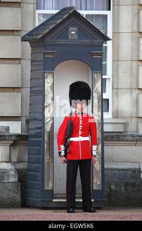 London - August 6: ein Soldat stand Guard vor dem Buckingham Palace am 6. August 2014 in London, England Stockfoto