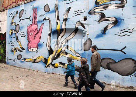 Street Art an Ruska Straße Hinterhof in der polnischen Stadt Breslau Stockfoto