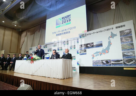 Tokio, Japan. Der Vorstand des Rugby World Cup Ltd (RWCL) kündigte die Stadien, die Rugby-Spiele bei der Rugby-WM 2019 hostet. 2. März 2015. Fujio Mitarai Rugby: 2019 Rugby World Cup Organisationskomitee hat ein live-Streaming-Event in Tokyo, Japan. Der Vorstand des Rugby World Cup Ltd (RWCL) kündigte die Stadien, die Rugby-Spiele bei der Rugby-WM 2019 hostet. © Yohei Osada/AFLO SPORT/Alamy Live-Nachrichten Stockfoto