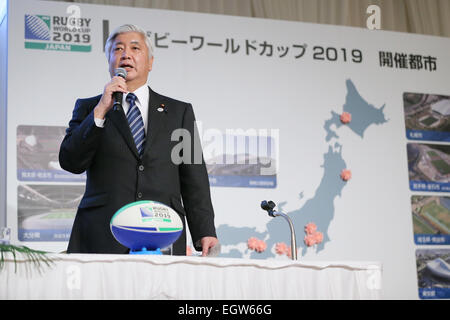Tokio, Japan. Der Vorstand des Rugby World Cup Ltd (RWCL) kündigte die Stadien, die Rugby-Spiele bei der Rugby-WM 2019 hostet. 2. März 2015. Gen Nakatani Rugby: Die 2019 Rugby World Cup Organisationskomitee hat ein live-Streaming-Event in Tokyo, Japan. Der Vorstand des Rugby World Cup Ltd (RWCL) kündigte die Stadien, die Rugby-Spiele bei der Rugby-WM 2019 hostet. © Yohei Osada/AFLO SPORT/Alamy Live-Nachrichten Stockfoto