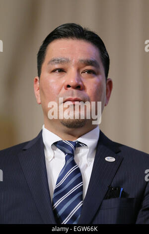 Tokio, Japan. Der Vorstand des Rugby World Cup Ltd (RWCL) kündigte die Stadien, die Rugby-Spiele bei der Rugby-WM 2019 hostet. 2. März 2015. Terunori Masuho Rugby: 2019 Rugby World Cup Organisationskomitee hat ein live-Streaming-Event in Tokyo, Japan. Der Vorstand des Rugby World Cup Ltd (RWCL) kündigte die Stadien, die Rugby-Spiele bei der Rugby-WM 2019 hostet. © Yohei Osada/AFLO SPORT/Alamy Live-Nachrichten Stockfoto