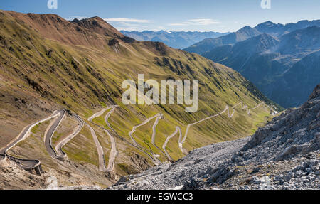 Weg zum Stilfser Joch, Alpenstraße, östliche Rampe, Nationalpark Stilfser Joch, Stilfserjoch, Südtirol, Trentino-Alto Adige, Italien Stockfoto