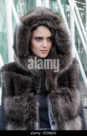 Catherine Poulain Ankunft bei der Modenschau von Jil Sander in Milan - 28. Februar 2015 - Foto: Start-und Landebahn Manhattan/Paolo Diletto Stockfoto