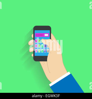 Flache Design-Stil. Wahl auf smartphone Stockfoto