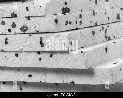 Nahaufnahme von Styropor-Dämmplatten mit Graphit Additiv Stockfoto