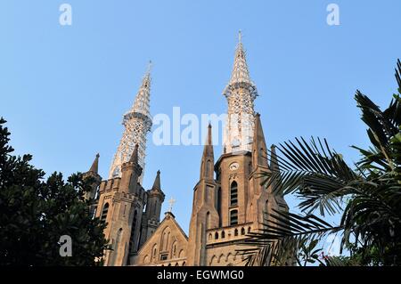 Neo-gotische römisch-katholische Kathedrale, Jakarta, Indonesien Stockfoto