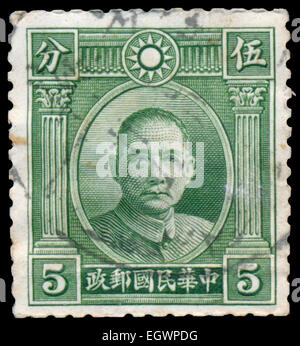 CHINA - CIRCA 1931: Eine Briefmarke gedruckt in China zeigt Dr. Sun Yat-Sen, ca. 1931 Stockfoto