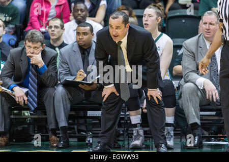 2. März 2015 - Trainer Tampa, FL, USA - USF Kopf Jose Fernandez geben seiner Team-Leitung im Spiel zwischen UCONN und USF USF Sun Dome in Tampa FL. Stockfoto