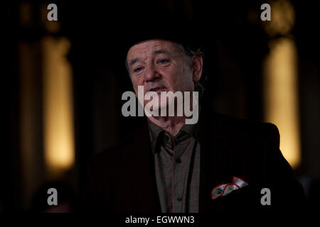 Vereinigtes Königreich, London: US-Schauspieler Bill Murray stellt auf dem roten Teppich, als er für die UK-Premiere des Films "The Monuments Men" im Zentrum von London am 11. Februar 2014 kommt. Der Film wird voraussichtlich am 14. Februar 2014 in Großbritannien veröffentlicht. Stockfoto