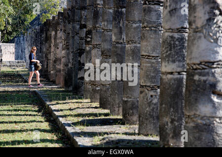 Spalten-Tempel der Krieger Chichen Itza, Yucatan, Mexiko Stockfoto