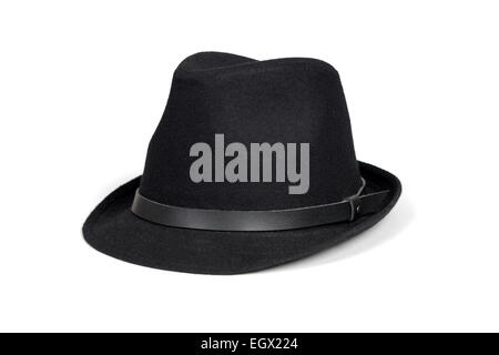 Schwarze Mode Hut isoliert auf weiss mit Beschneidungspfad. Stockfoto