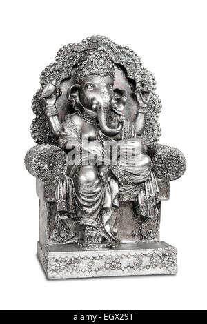 Figur der Hindu-Gott der Weisheit, wissen und neue Anfänge Ganesha mit Beschneidungspfad isoliert. Stockfoto