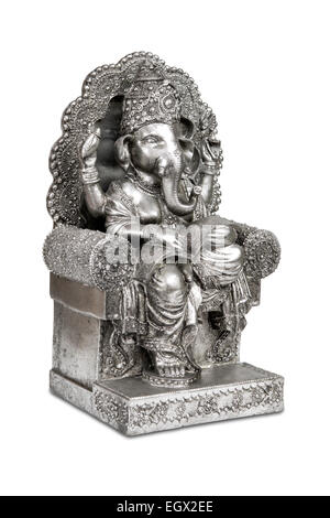 Figur der Hindu-Gott der Weisheit, wissen und neue Anfänge Ganesha mit Beschneidungspfad isoliert. Stockfoto