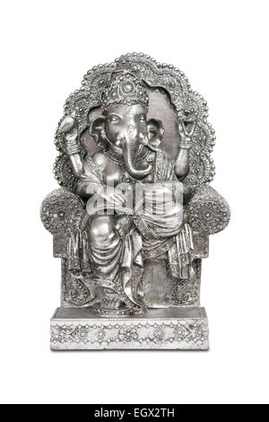 Figur der Hindu-Gott der Weisheit, wissen und neue Anfänge Ganesha mit Beschneidungspfad isoliert. Stockfoto