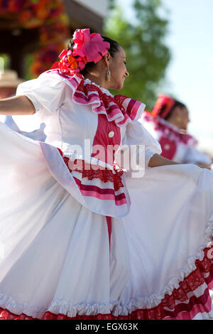 Mexikanische Tänzerinnen, Cinco de Mayo Feier, Old Mesilla, Las Cruces, New Mexico USA Stockfoto