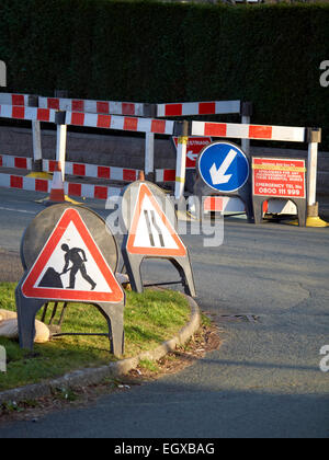 Straßenbauarbeiten UK Stockfoto