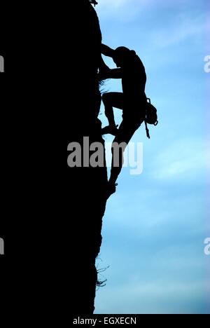 Silhouette des Kletterers. Element der Deisgn. Stockfoto