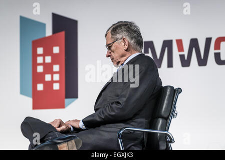 Barcelona, Spanien. 3. März 2015. L ' Hospitalet De Llobregat, Katalonien, Spanien - TOM WHEELER, Vorsitzender der Federal Communications Commission (FCC) spricht während einer Live Keynote auf dem Mobile World Congress 2015 in Barcelona Credit: Matthias Oesterle/ZUMA Wire/ZUMAPRESS.com/Alamy Live News Stockfoto