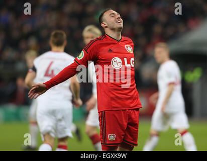 Leverkusen, Deutschland. 3. März 2015. German Soccer Cup, Achter Finale, Bayer 04 Leverkusen Vs 1. FC Kaiserslautern: Josip Drmic (Leverkusen). Stockfoto