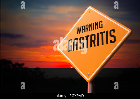 Gastritis auf Warnung Straßenschild. Stockfoto