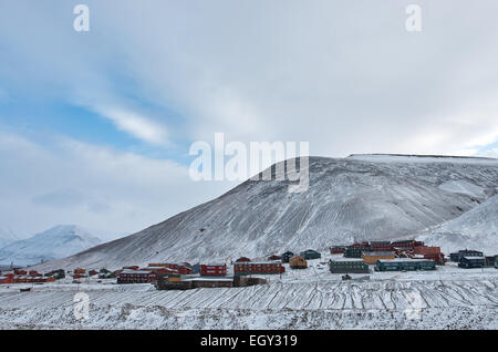Nybyen in Longyearbyen, Svalbard. Stockfoto