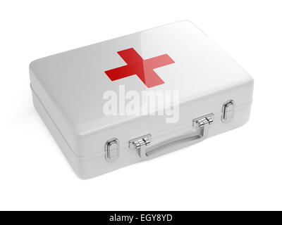 3D Render des erste-Hilfe-Kit isoliert auf weißem Hintergrund Stockfoto