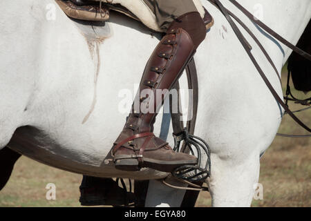 Detail des Stiefels ein andalusischen Reiter. Stockfoto