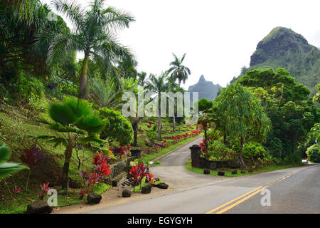 Eingang zum Limahuli Garden "und" beibehalten, Kauai, Hawaii, USA Stockfoto