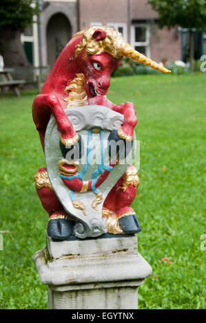 Einhorn-Statue Hoorn Burgerweeshuis (Waisenhaus 1574 bis 1958 lebte hier Hoorn Waisen. Ursprünglich befindet sich in diesem Bau komplexer Mary Monastery) Niederlande Niederlande Stockfoto