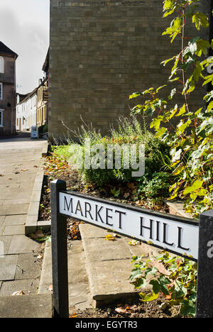 Markt-HILL Straßenschild im alten Teil von Calne Wiltshire Stockfoto