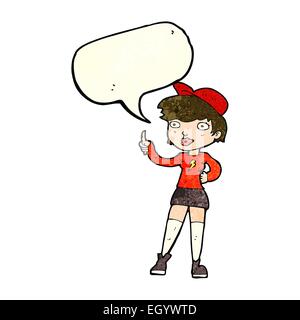 Cartoon-Skater-Girl geben Daumen nach oben Symbol mit Sprechblase Stock Vektor