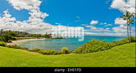 Berühmten West Maui Kaanapali Strand und umliegenden resorts Bereich. Hawaii, USA Stockfoto