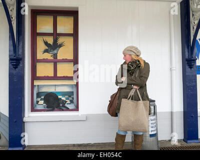 Wandbild am Bahnhof, Invergordon, Highlands, Schottland Stockfoto