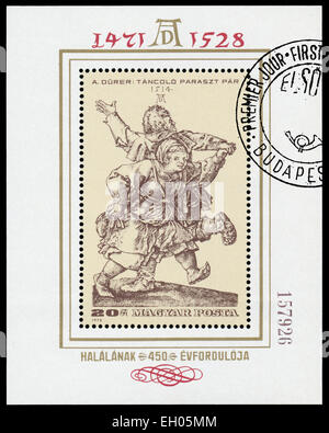 Ungarn - ca. 1979: Briefmarke gedruckt in Ungarn zeigt Graveur von Albrecht Dürer "Tanzende Paar", ca. 1979 Stockfoto