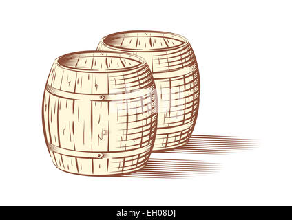 Vektor-Illustration von Bier oder Wein Barrel, isoliert auf weißem Hintergrund Stockfoto