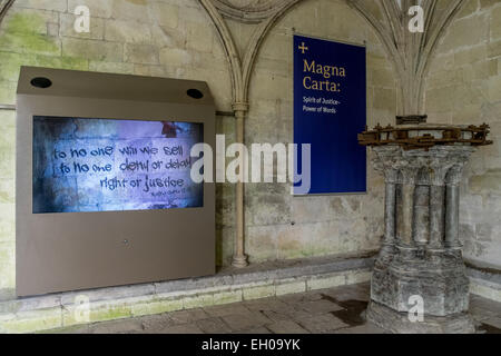 Salisbury, Wiltshire, UK. 4. März 2015. Freitag, 6. März 2015 starten von Salisburys Magna Carta Ausstellung Neukredite: Paul Chambers/Alamy Live News Stockfoto