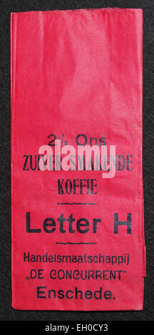 Buchstabe H 2,5 Ons Koffie Zakje van Handelsmaatschappij De Concurrent, Enschede, voorkant Stockfoto