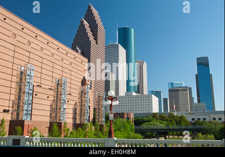 GUS WORTHAM THEATER CENTER © MORRIS ARCHITECTS (1987) SESQUICENTENNIAL PARK DOWNTOWN SKYLINE HOUSTON TEXAS USA Stockfoto