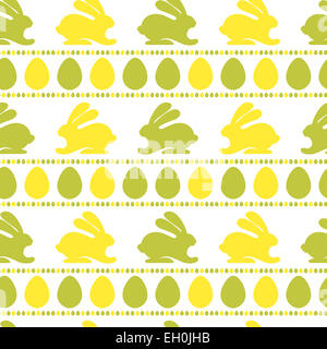 Ostern-Musterdesign mit Silhouette Hasen und Eiern Stockfoto