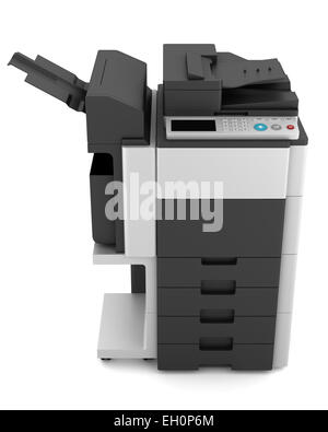 moderne Büro-Multifunktionsdrucker isoliert auf weißem Hintergrund Stockfoto